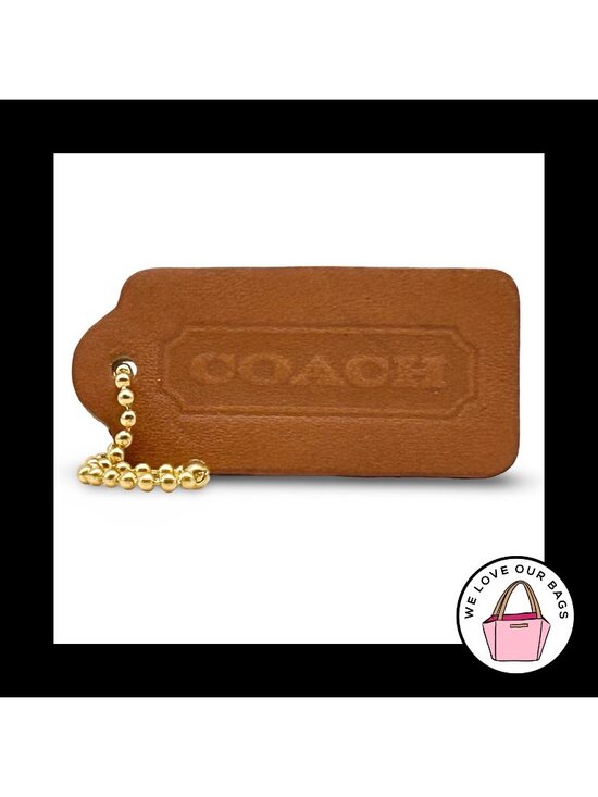 COACH Accessories - VINTAGE COACH Butterscotch Brown Glovetanned Leather Bag Charm Keychain Hang Tag